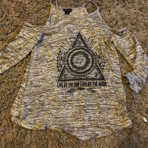 And off the shoulder printed top